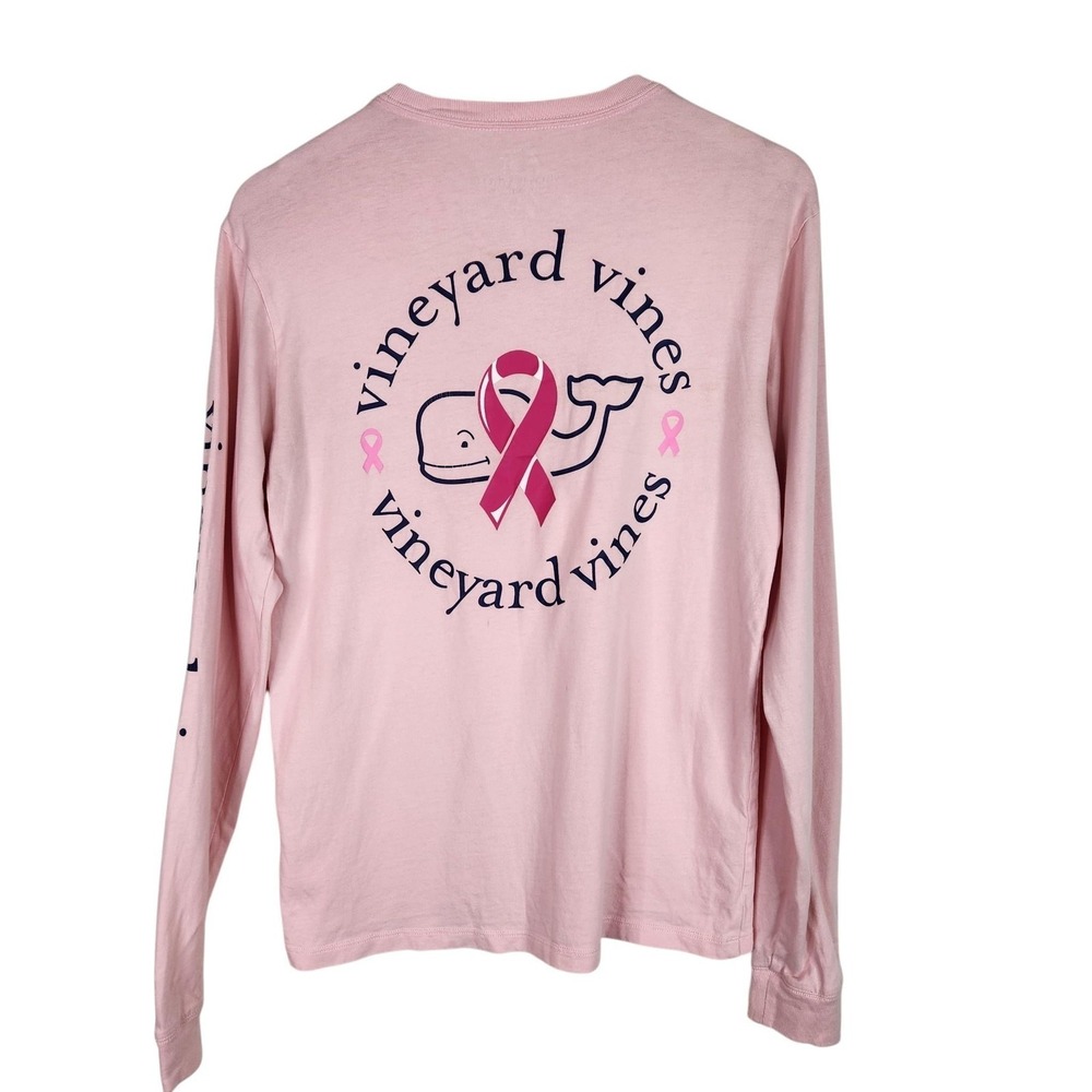VINEYARD VINES Shirt Womens XS Pink Breast Cancer‎ Whale Ribbon Tee Top Pocket